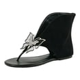 thumbnail image 6 of Rokment Vintage Butterfly Flip Flops Flat Dressy Sandals for Women Black Stylish Casual Bow Suede Cut-Out Low Heel Slip on Thong Beach Summer Comfortable Walking Dress Shoes Silver Size 7.5, 6 of 7