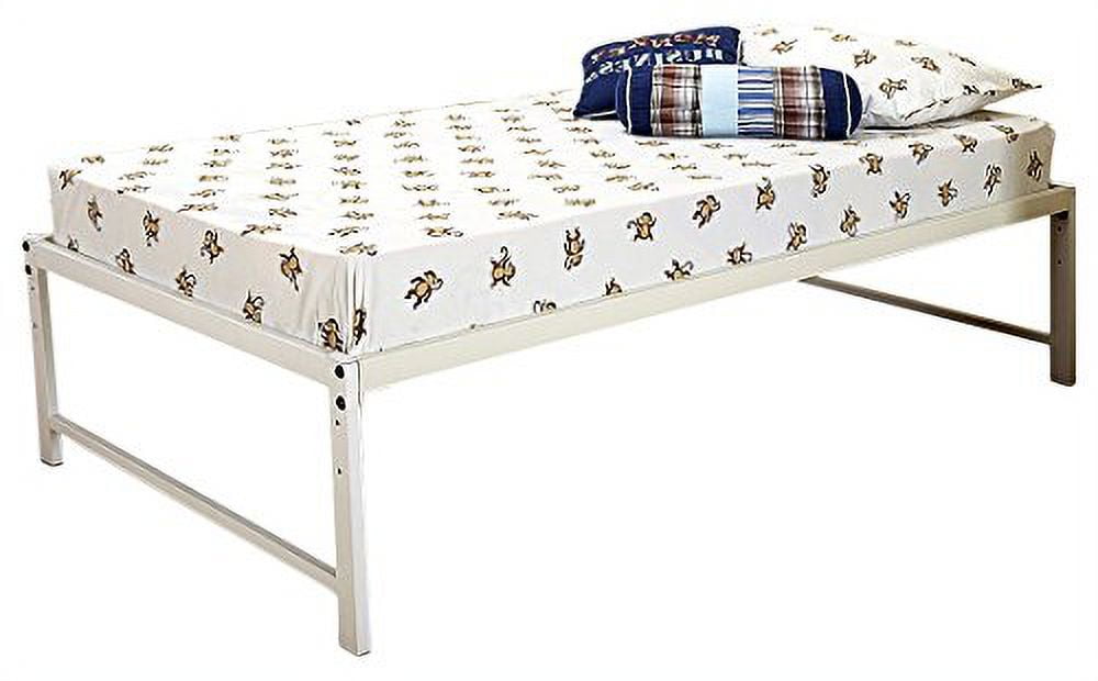 Kings Brand Furniture White Metal Twin Size Platform Bed Frame, Mattress Foundation/No Box Spring Needed