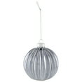 thumbnail image 4 of Geometric Glittered Shiny Glass Ball Christmas Ornaments - 3" (80mm) - Pewter - 4ct, 4 of 8