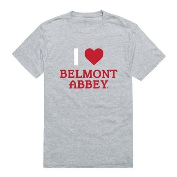 Belmont Abbey College Crusaders I Love T-Shirt, Heather Grey - Large