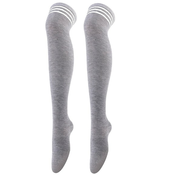 Nvzi-c 1 Pairs Over Knee Socks Knee-High Socks High Thigh Boot Stockings Women Knee Highs Socks for Girl Cosplay, Daily Wear,Grey
