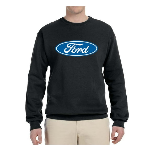 Wild Bobby, Ford Motors Blue Logo, Cars and Trucks, Unisex Crewneck Graphic Sweatshirt, Black, Small
