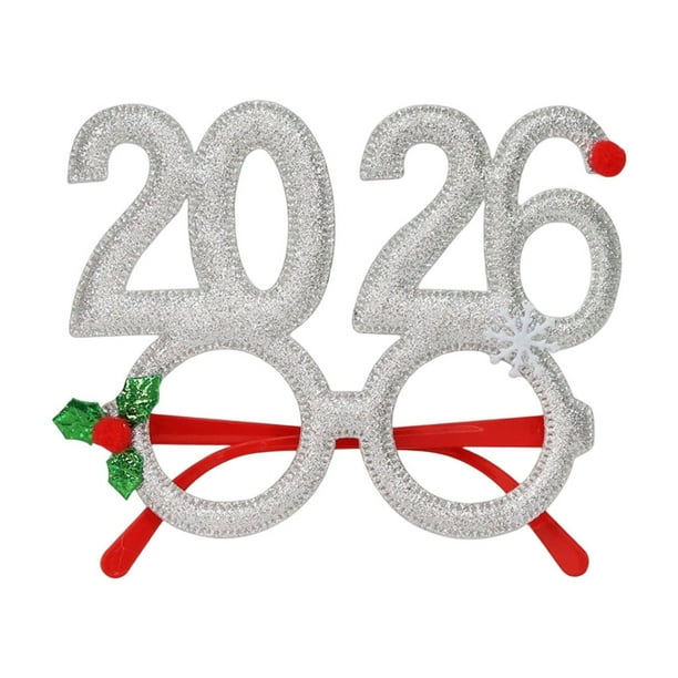 Seyotauo 2026 Funny Christmas Glasses for Kids Adults Decoration Glitter Eyeglasses to Wear for Christmas Party Holiday Favors