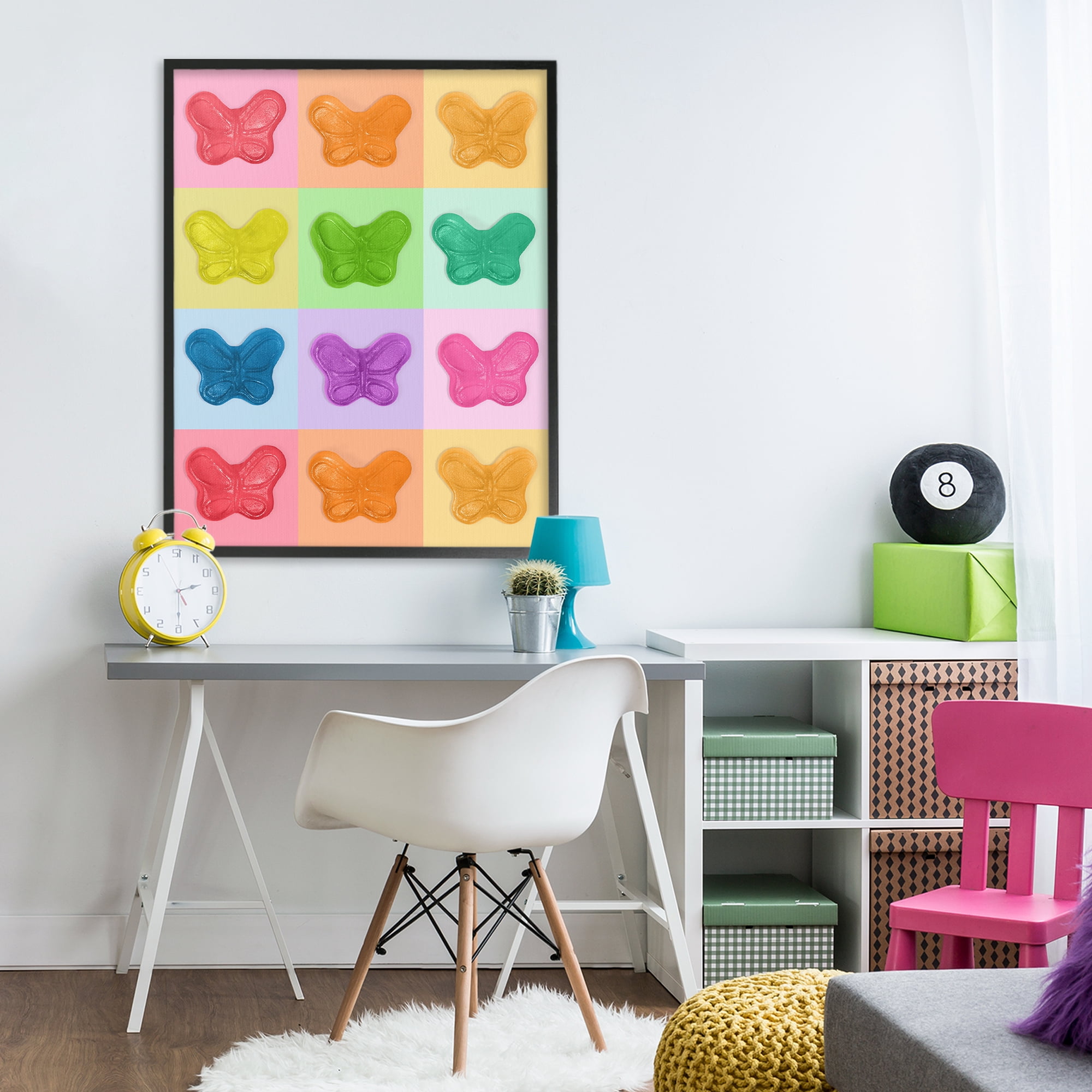 Stupell Industries Colorful Butterflies Candy Black Framed Giclee Art, design by LISH Creative