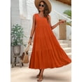 thumbnail image 6 of Prettady Womens Summer Dresses Sleeveless Maxi Dress V-Neck Casual Flowy Tiered Sundresses Orange Color XXL, 6 of 8