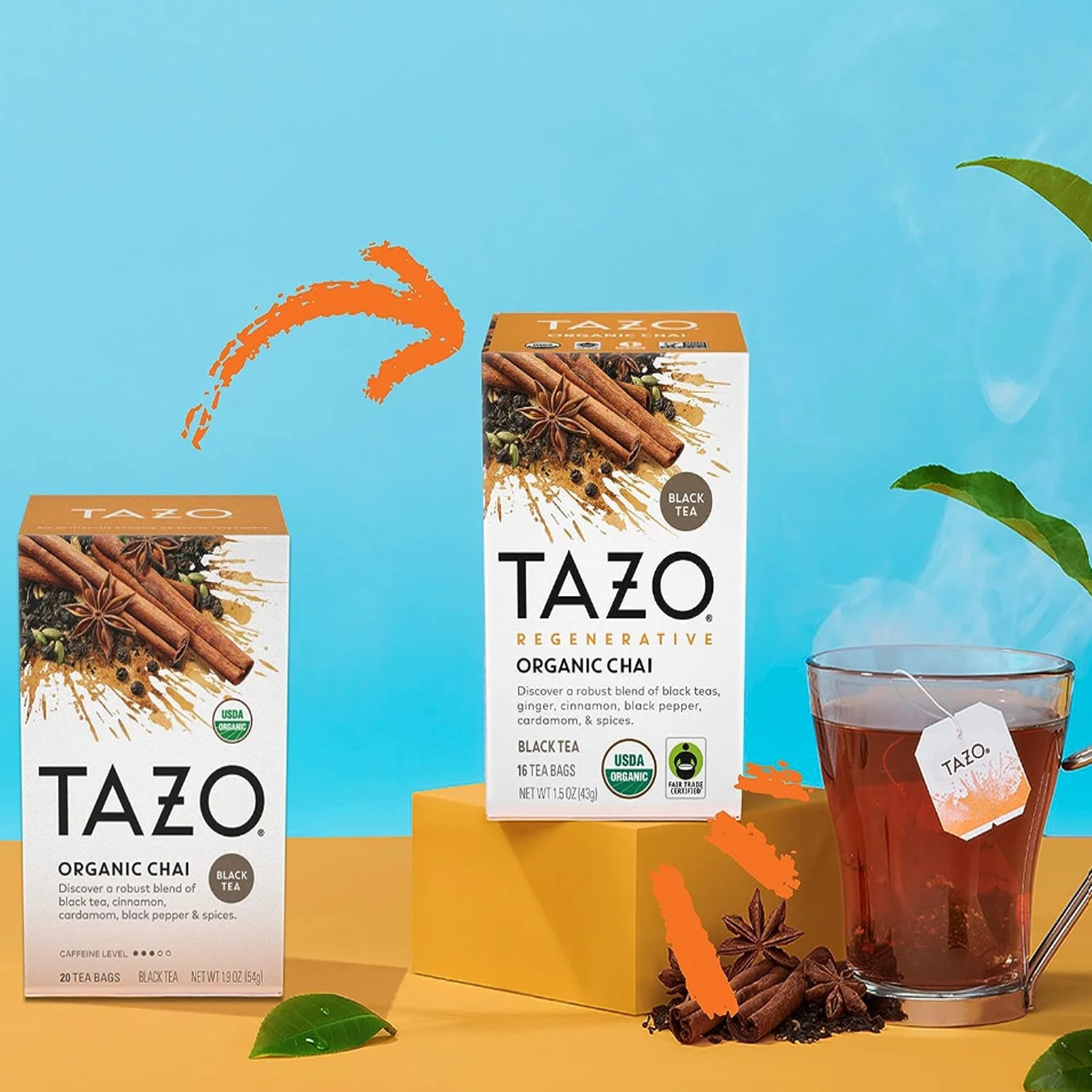 Tazo Regenerative Organic Flavored Tea Trio Variety Bundle, (1) Each: Regenerative Organic Chai Black Tea / Regenerative Organic Zen Green Tea / Regenerative Organic Earl Grey