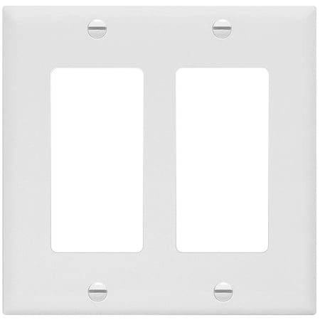 5pk ENERLITES Decorator Switch or Receptacle Outlet Wall Plate, Standard Size 2-Gang 4.50 x 4.57, UL Listed, 8832-W, White