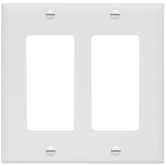 ENERLITES Decorator Switch or Receptacle Outlet Wall Plate, Standard Size 2-Gang 4.50" x 4.57, UL Listed, 8832-W, White
