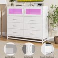 thumbnail image 7 of Dresser for Bedroom with LED Lights and Charging Station, Wooden 6 Drawer Double Dresser with 2 Doors, Modern Chest of Drawers for Bedroom, Entryway, Hallway, White, 7 of 7