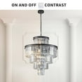 thumbnail image 5 of Resenkos 15-Light Elegant Chandelier with 5 Tiers of Crystal, Large Statement Pendant Light for Formal Living Room or Dining Room, Black, 5 of 10