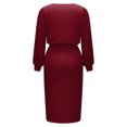 thumbnail image 6 of Fesfesfes Women Dress Fall Solid Causal Round Neck Long Sleeve Vacation Split Dress Plus Size $10, 6 of 7