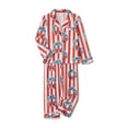 thumbnail image 2 of Argulvti Family Matching Christmas Pajama Set, Striped Bow Wreath Print Long Sleeve Button Down Tops Elastic Waist Pants, 2 of 7