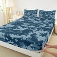thumbnail image 3 of Feelyou Teens Camo Camouflage Full Size Sheets, Blue Abstract Square Bed Sheets, Vintage Fashion Style Sheet Sets, Super Cozy Room Decor, 4pcs, 3 of 7