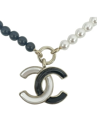 CHANEL necklace coco mark pearl CC Logo motif charm White Gold Ladies  Women's