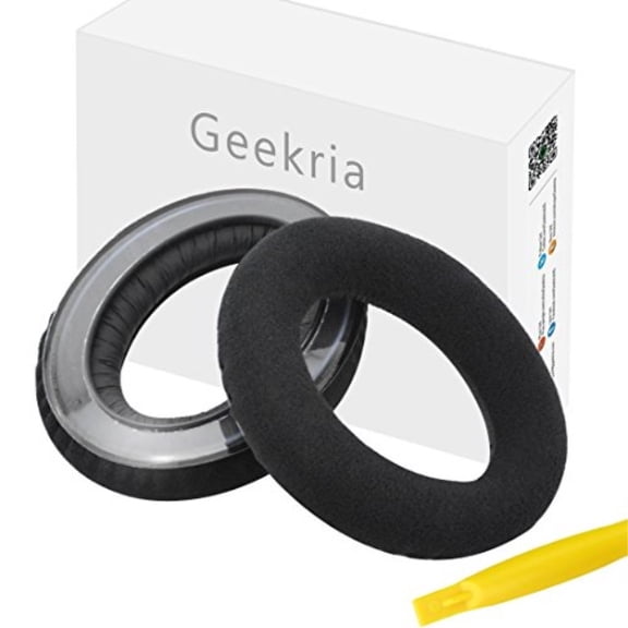 Geekria Comfort Velour Replacement Ear Pads for Sennheiser HD525, HD535, HD545, HD565, HD580, HD600, HD650, HD660 S, HD 660S2, HD6XX, HD58X Headphones, Ear Cushions (Black)