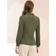 thumbnail image 5 of Camisa con Botones Unique Bargains Blusa de manga larga con cuello Peter Pan Ejercito verde S, 5 of 6