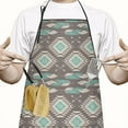 thumbnail image 2 of Brown Ethnic Feather Pattern Apron-Garden Aprons for Women with Pockets-Cotton Linen Waterproof Kitchen Cooking Gardening Aprons Adjustable for Kitchen,Cooking,BBQ and Salon 33x27 Inch, 2 of 7