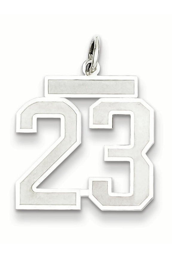 Sterling Silver Silver/Rhodium-Plated Satin Number 23 Charm (22 X 18) Made In United States qpm23
