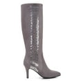 thumbnail image 2 of Ferwind Women's Slouch Tall Boots Kitten Heels Rhinestone Glitter Adult Grey  8, 2 of 7