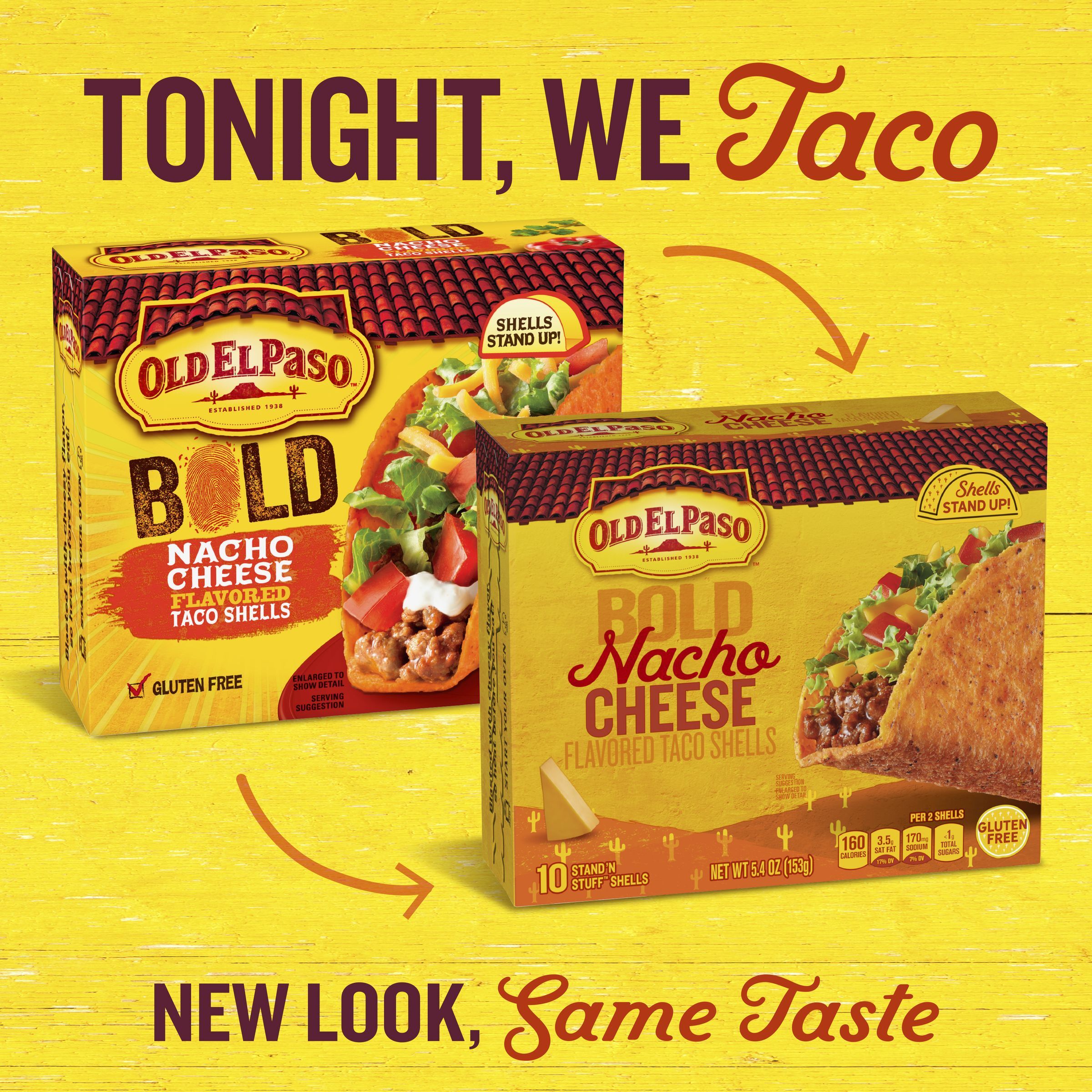 Old El Paso Stand 'N Stuff Bold Nacho Cheese Flavored Taco Shells, 10-Count - image 3 of 11