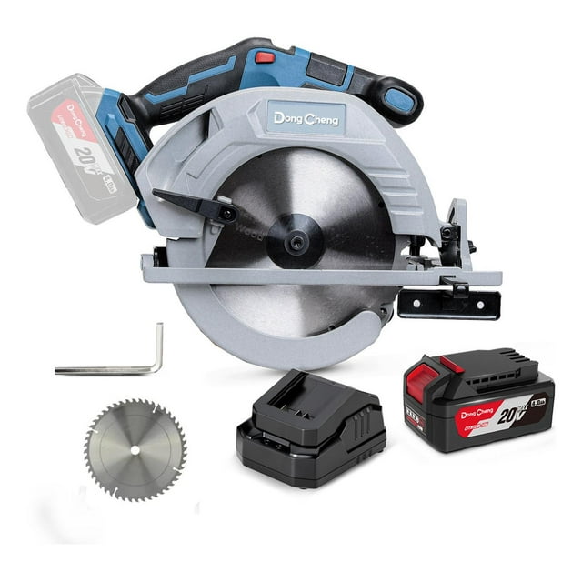 Sierra Circular Industrial 20v. 7-1/4 Dongcheng 1 Bat 4.0 Ah azul Estándar