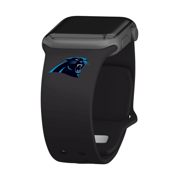 Black Carolina Panthers Logo Silicone Apple Watch Band