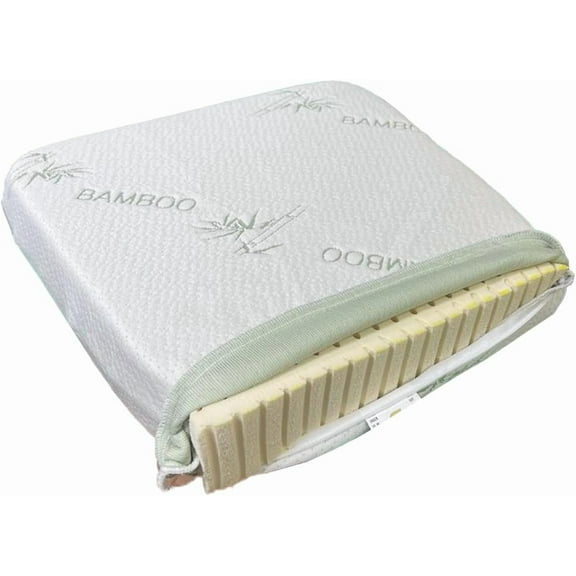 Organic Seat Cushion - 3" Soft Latex with Rayon-Bamboo Removable Cotton Cover - GOLS/GOTS Certified - Back Tailbone Pressure Relief Support, Office Chair, Gym Bleacher Seats, Car