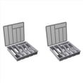 thumbnail image 1 of 2X Organizador de Cubiertos con Tapa, Bandeja Cubierta para Utensilios para Cajón y Encimera de Cocina, Cubiertos y Cubiertos de Plástico Gris, 1 of 5