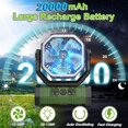 20000mAh Rechargeable Portable Camping Fan, USB Battery Operated Powered Shaking Head Fan with LED Lantern, 4 Speed 4 Timing Outdoor Tent Fan for Camping with Remote & Hook for Fishing,Travel, Jobsite
