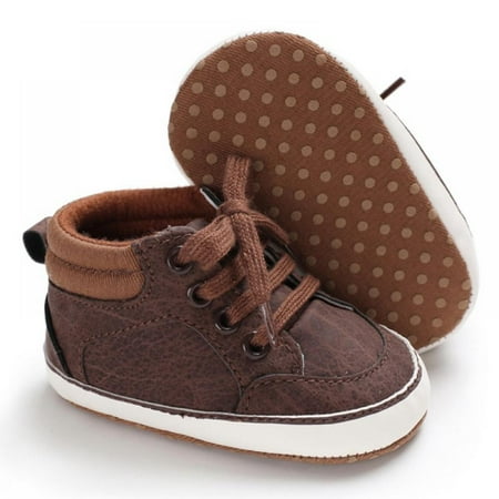Baby Boys Girls Lace Up Leather Sneakers Toddler Wedding Uniform Dress Shoes Soft Rubber Sole Infant Moccasins Newborn Anti-Slip Oxford Loafers First Walker Crib Shoes