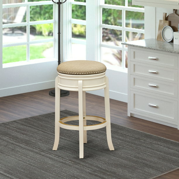East West Furniture Ams030 202 Amazing, White Linen Counter Height Stools