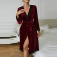 thumbnail image 6 of New Fjofpr Womens Nightgowns & Sleepshirts Women's Casual Homewear Long V-Neck Lace Robes Nightwear Pajamas Wine L, 6 of 9