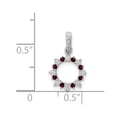 thumbnail image 2 of 14K White Gold Charm Pendant Diamond Round Garnet Red, 2 of 2