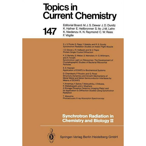 Topics in Current Chemistry Synchrotron Radiation in Chemistry and Biology II, Book 147, (Paperback)
