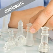 Gamie 12-inch Glass Chess Set – Elegant Design, 32 Frosted & Clear Pieces, Felted Bottoms, Durable & Stable Board Game