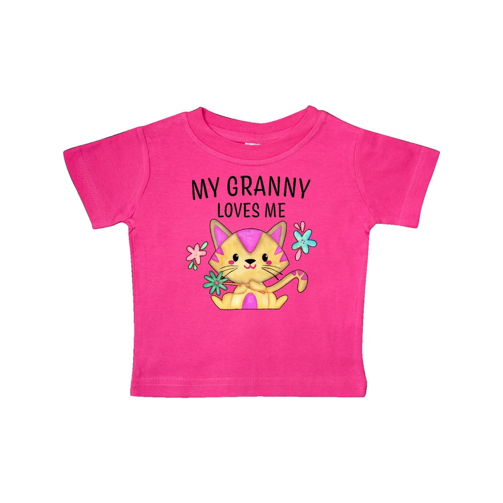 My Granny Loves Me with Cute Kitten and Flowers Baby T-Shirt - Walmart ...