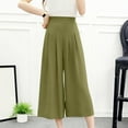thumbnail image 3 of Womens Wide Leg Cropped Suit Pants - Business Summer Trousers - Pleated Waist Side Zipper - Elastic Back Work Pants, 3 of 6