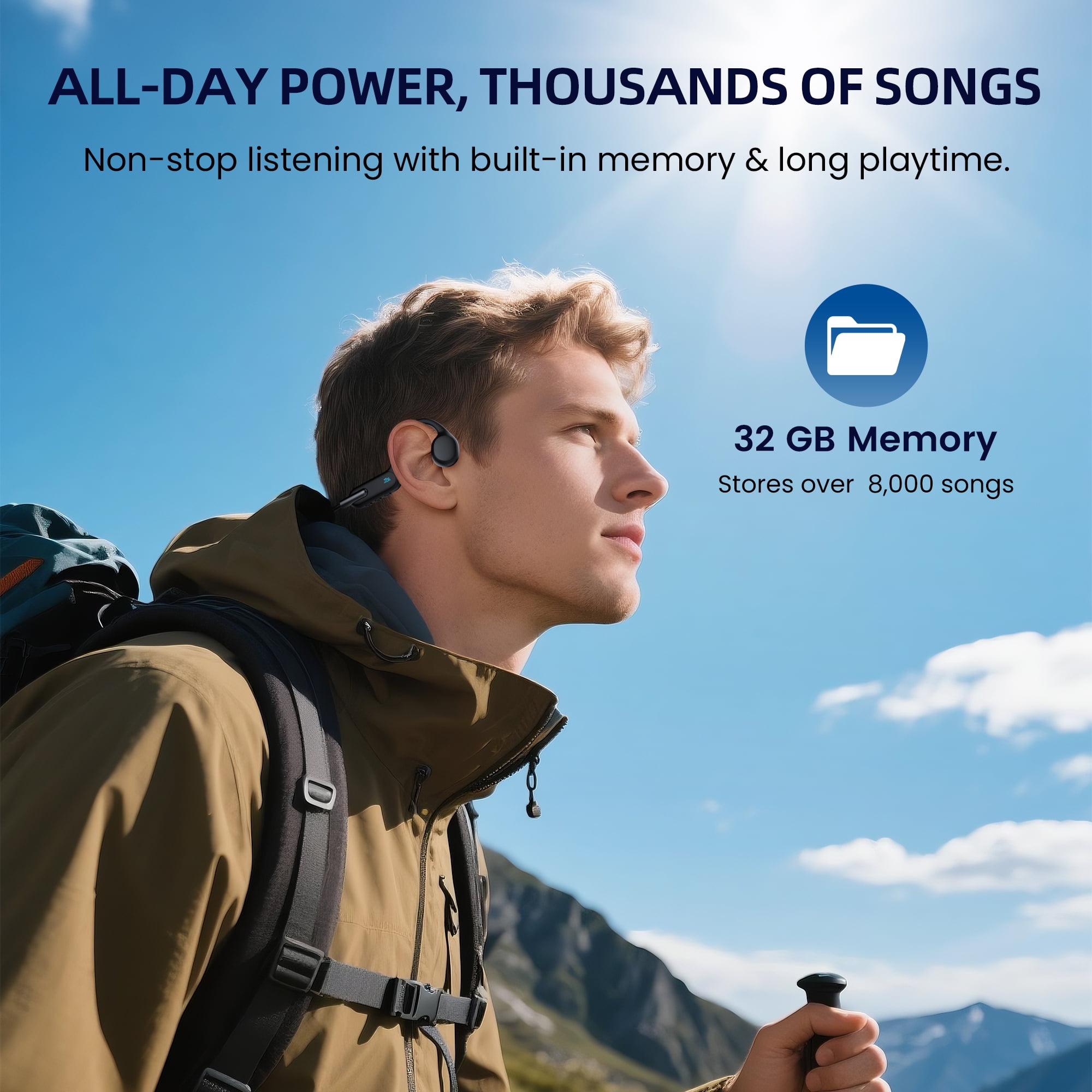 HiFi WALKER T10 Air Bone Conduction Headphones IPX8 Waterproof Bluetooth 5.3, 32GB Storage