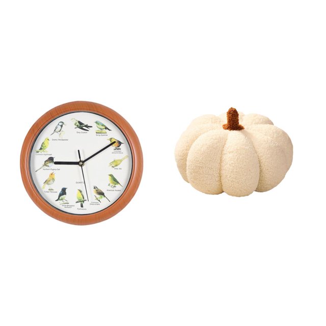 Reloj de pared decorativo con forma de calabaza y pájaro cantor melódico para cocina, dormitorio, sala de estar, hogar, decoración festiva de temporad