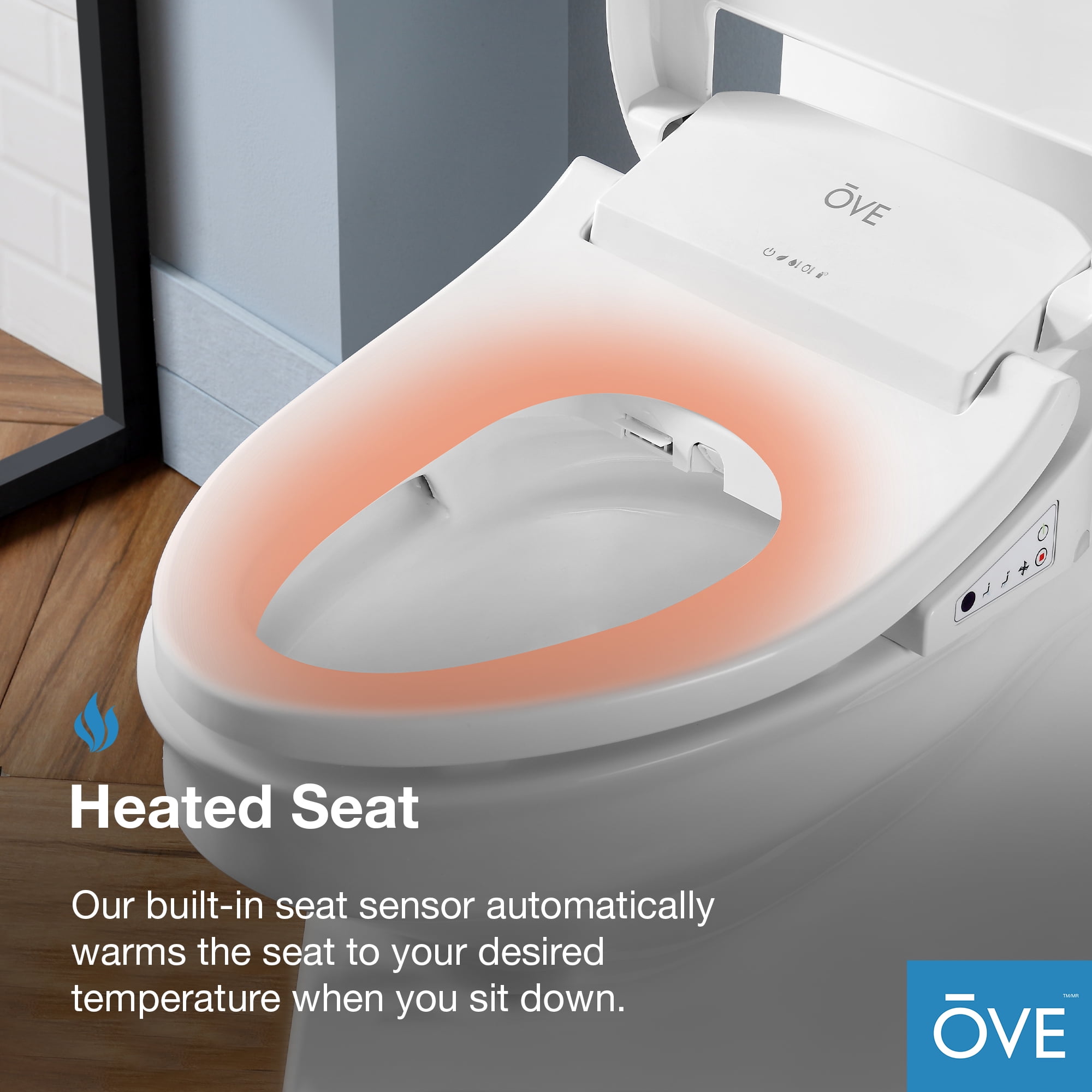 Ove Decors Calero Electric Bidet Elongated Toilet Seat, White