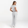 thumbnail image 6 of SUNBS 2 Piece Outfits Matching Summer Sweatsuit Lounge Set Womens Wide Leg Pants Side Ruching Crop Top, 6 of 7