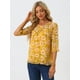 thumbnail image 3 of BluCasual De GaCon Estampado Floral De Man3/4 Con Volantes PaMujer Amarillo XS, 3 of 5