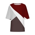 thumbnail image 4 of AKOEE Womens 3/4 Length Plus Size T Shirt Graphic Print Loose Crew Neck Tops Short Sleeve S-5X Casual Large Tees (5X-Large, Wine), 4 of 5