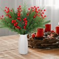 thumbnail image 6 of 60 Pcs Artificial Pine Needles Branches Christmas Greenery Stems Picks Christmas Artificial Red Berry Stems for Garland Wreath Outdoors Decorations,Christmas Decorations for Home, 6 of 7
