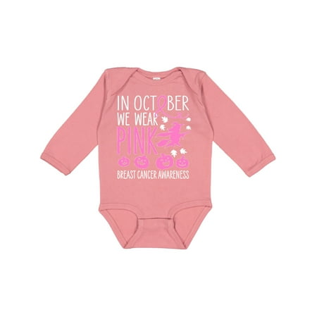 

Inktastic In October We Wear Pink Halloween Breast Cancer Awareness Gift Baby Boy or Baby Girl Long Sleeve Bodysuit