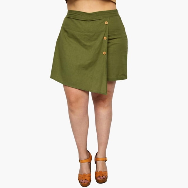 Short falda de lino Roman Fashion Talla extra modelo 2759 Olivo verde 42