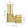 thumbnail image 2 of Brass Hose Barbed Elbow Fitting, 5 Pack 1/2" Barbx1/2" NPT Male 90 Degree, 2 of 6