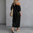 thumbnail image 5 of Guieoi Shift Dresses for Women 2026 Fall Off-Shoulder Long-Sleeve Slit Dress with Pockets Loose-Fit Maxi Casual Dress Black S, 5 of 5
