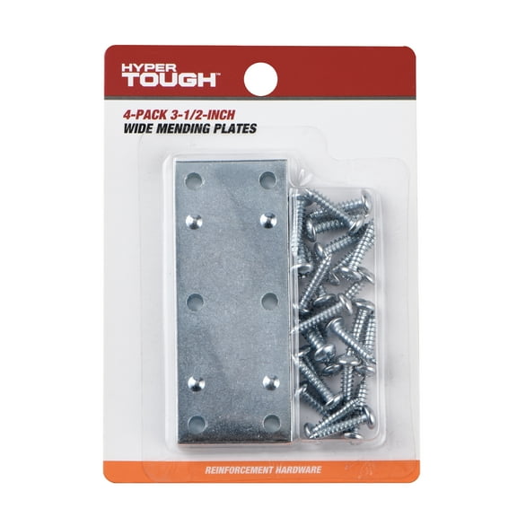 Hyper Tough New 3-1/2 in. Wide Mending Plate, Steel, Zinc Plated (4 Pack),Hardware Braces