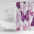 thumbnail image 4 of 60x72 Inch Shower Curtains for Bathroom Purple Butterflies Fabric Bath Curtain Decor Spring Summer Butterfly Waterproof Restroom Curtains Shower Set Accessories with 12 Hooks 60 Inch, 4 of 6